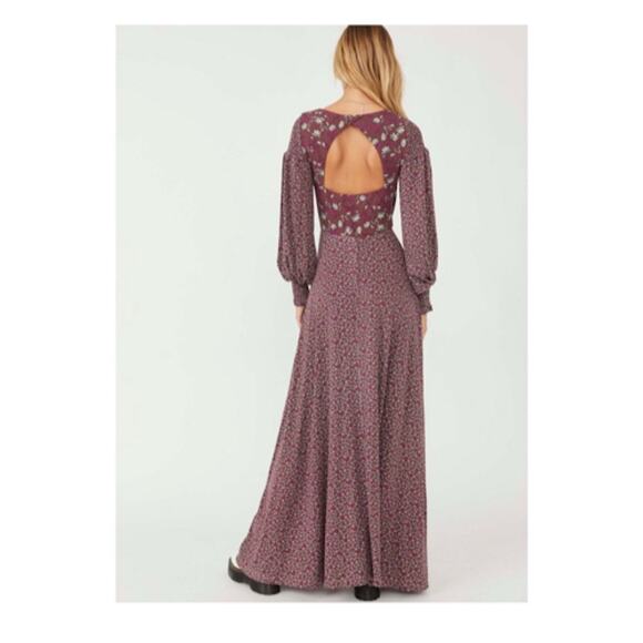 Free People Love  Story Maxi Dress in Rasin Combo Purple Size Medium NWT - Picture 10 of 12